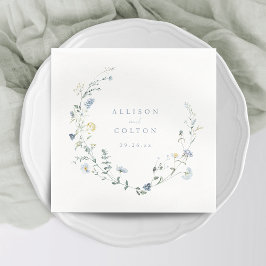 Elegant Stoffig Blauw Wildbloem Rustiek Boho Bruil Servet