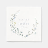 Elegant Stoffig Blauw Wildbloem Rustiek Boho Bruil Servet (Voorkant)