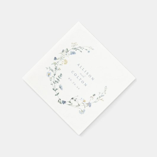 Elegant Stoffig Blauw Wildbloem Rustiek Boho Bruil Servet (Hoek)