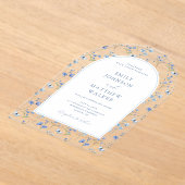 Elegant Stoffig Blauw Wildflower Bruiloft Acryl Uitnodigingen (Laagn)