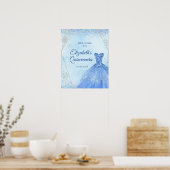 Elegant Stoffig Blauw Winter Quinceañera Welkomstb Poster (Keuken)