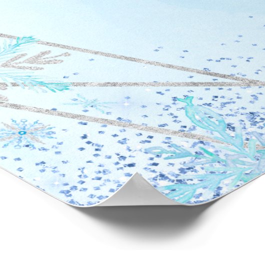 Elegant Stoffig Blauw Winter Quinceañera Welkomstb Poster (Hoek)