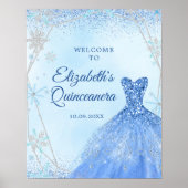 Elegant Stoffig Blauw Winter Quinceañera Welkomstb Poster (Voorkant)