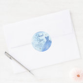 Elegant Stoffig Blauw Winter Sneeuwvlok Quinceañer Ronde Sticker (Envelop)