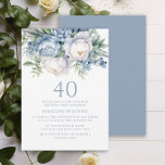 Elegant Stoffig Blauw Wit Bloemen 40ste Verjaardag Kaart<br><div class="desc">Elegante stoffige blauw-witte bloemenvrouwen 40ste verjaardag feestuitnodiging. Deze uitnodiging kan worden aangeschaft of gedrukt als een digitale uitnodiging om te delen met familie en vrienden op sociale media of via e-mail. Neem contact met mij op voor hulp bij uw aanpassingen of om extra matching of coördinatie van Zazzle producten voor...</div>