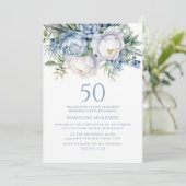 Elegant Stoffig Blauw Wit Bloemen 50ste Verjaardag Kaart (Staand voorkant)