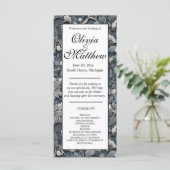 Elegant stoffig blauw zilver wit grijs bloemen (Staand voorkant)