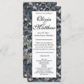 Elegant stoffig blauw zilver wit grijs bloemen (Voorkant / Achterkant)