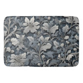 Elegant stoffig blauw zilver wit grijs bloemen badmat (Voorkant)