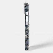 Elegant stoffig blauw zilver wit grijs bloemen Case-Mate iPhone case (Achterkant / Links)