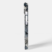 Elegant stoffig blauw zilver wit grijs bloemen Case-Mate iPhone case (Achterkant / Links)