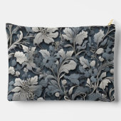 Elegant stoffig blauw zilver wit grijs bloemen etui (Achterkant)