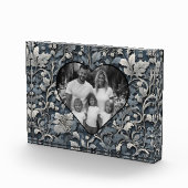 Elegant stoffig blauw zilver wit grijs bloemen fotoblokken (Rechts)