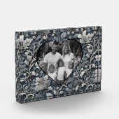 Elegant stoffig blauw zilver wit grijs bloemen fotoblokken (Links)