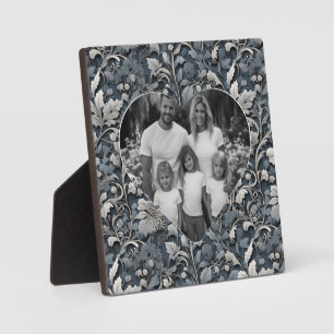 Elegant stoffig blauw zilver wit grijs bloemen fotoplaat