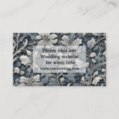 Elegant stoffig blauw zilver wit grijs bloemen informatiekaartje (Voorkant)