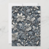 Elegant stoffig blauw zilver wit grijs bloemen kaart (Achterkant)