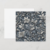 Elegant stoffig blauw zilver wit grijs bloemen kaart (Voorkant / Achterkant)