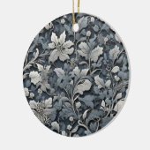 Elegant stoffig blauw zilver wit grijs bloemen keramisch ornament (Links)