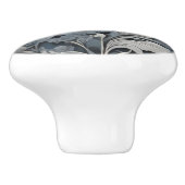 Elegant stoffig blauw zilver wit grijs bloemen keramische knop (Zijkant)