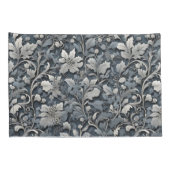 Elegant stoffig blauw zilver wit grijs bloemen kussensloop (Achterkant-Rechts)