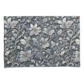 Elegant stoffig blauw zilver wit grijs bloemen kussensloop (Voorkant-Rechts)