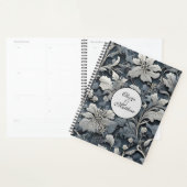 Elegant stoffig blauw zilver wit grijs bloemen planner (Display)