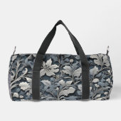 Elegant stoffig blauw zilver wit grijs bloemen plunjezak (Achterkant)