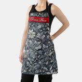 Elegant stoffig blauw zilver wit grijs bloemen schort (Insitu)