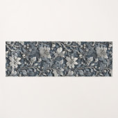 Elegant stoffig blauw zilver wit grijs bloemen yogamat (Voorkant (horizontaal))