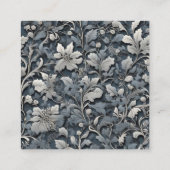 Elegant stoffig blauw zilvergrijs bloemenQR-code Informatiekaartje (Achterkant)