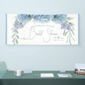 Elegant stoffig blauwe bloemboeket bruiloft feest spandoek (Beurs)
