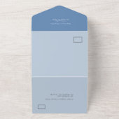 Elegant stoffig blauwe kust oceaan marmer all in one uitnodiging (Buitenkant)