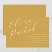 Elegant Stoffig Geel Script Minimale Bat Mitzvah Kaart (Voorkant / Achterkant)