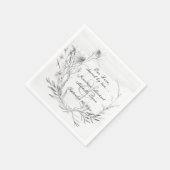 Elegant Stoffig Grijs Bloemen Waterverf Bruiloft Servet (Hoek)