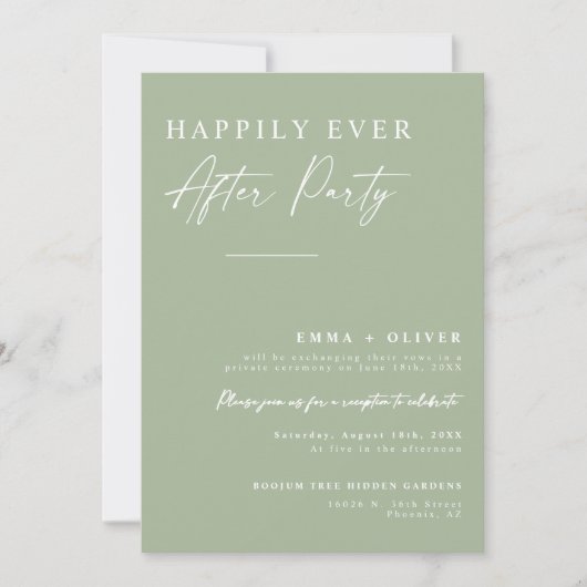 Elegant stoffig groen gelukkig ooit na QR-code Kaart (Voorkant)