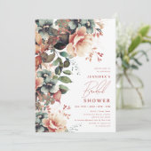 Elegant Stoffig Herfst Herfst Bloemen Vrijgezellen Kaart (Staand voorkant)