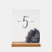 Elegant stoffig navy blauw bloem tafel nummer acryl bord (Voorkant)