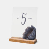 Elegant stoffig navy blauw bloem tafel nummer acryl bord (Hoek)