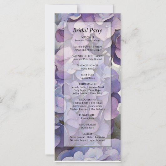 Elegant stoffig paarse waterverf bloemenprogramma (Achterkant)