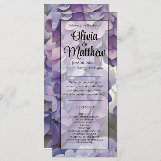 Elegant stoffig paarse waterverf bloemenprogramma (Voorkant / Achterkant)
