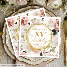 Elegant stoffig Roos 80 Verjaardag servetten Custo