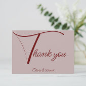 Elegant stoffig Roos Bedankkaart (Staand voorkant)