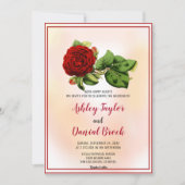 Elegant stoffig roos bloedig roze bloem bruiloft kaart (Voorkant)