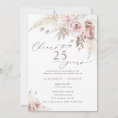 Elegant stoffig Roos Bloemen 25e bruiloft Jubileum Kaart (Voorkant)