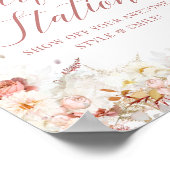Elegant Stoffig Roos Bloemen Bruids Fotobord Poster (Hoek)