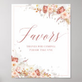 Elegant Stoffig Roos Bloemen Bruidsgunsten teken Poster (Voorkant)