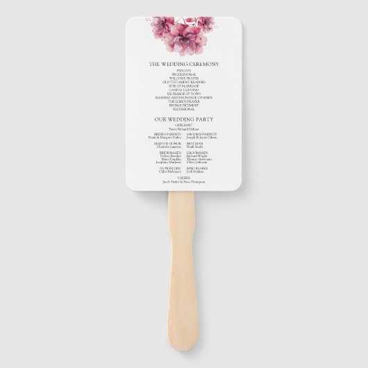 Elegant stoffig Roos Bloemen Trouwprogramma Handwaaier (Achterkant)