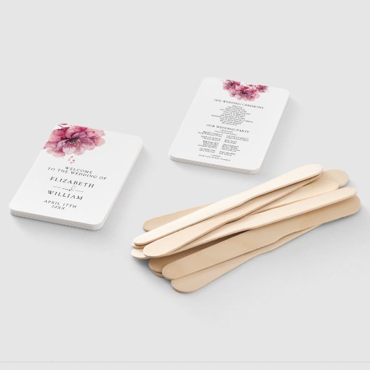 Elegant stoffig Roos Bloemen Trouwprogramma Handwaaier (Niet-gemonteerd)