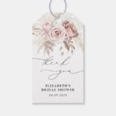 Elegant Stoffig Roos Bloemen Vrijgezellenfeest Fav Cadeaulabel (Voorkant)